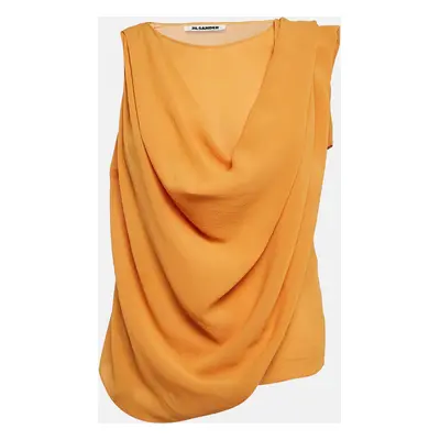 Jil Sander Yellow Chiffon Draped Sleeveless Top