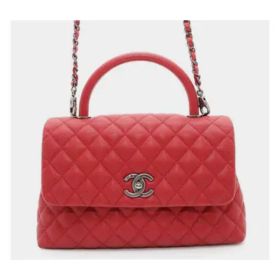 Chanel Red Small Caviar Coco Top Handle Bag