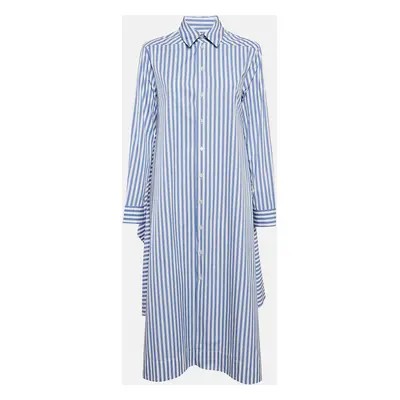 Jil Sander White/Blue Stripe Cotton Button Front Shirt Dress