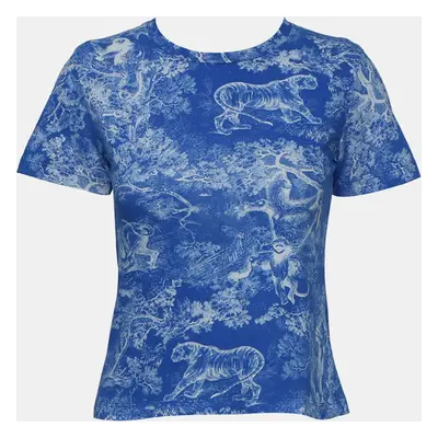 Dior Blue/White Cotton, Linen Printed T Shirt