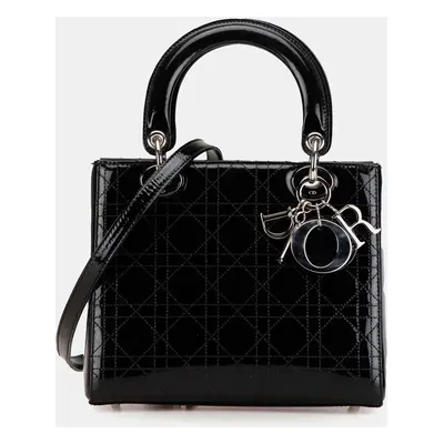 Dior Black Medium Patent Cannage Stitched Lady Dior