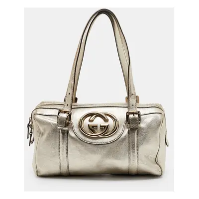 Gucci Gold Leather Britt Boston Bag