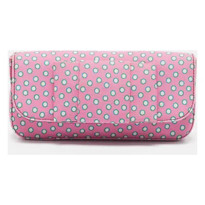 Miu Miu Pink Polka Fabric Bow Clutch