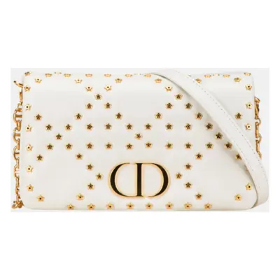 Dior White Mini Calfskin Macrocannage Lucky Star Caro Bag