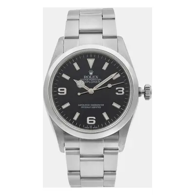 Rolex Black Stainless Steel Explorer I Automatic Men's Wristwatch mm