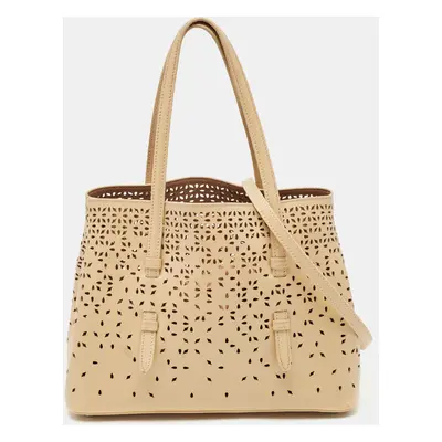 Alaia Light Beige Laser Cut Leather Le Mina Tote