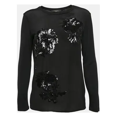 Weekend Max Mara Sequin Embellished Crepe and Knit Top