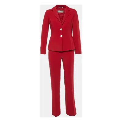 Max Mara Red Crepe Tailored Pant Suit