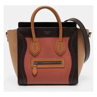 Celine Tricolor Leather Nano Luggage Tote