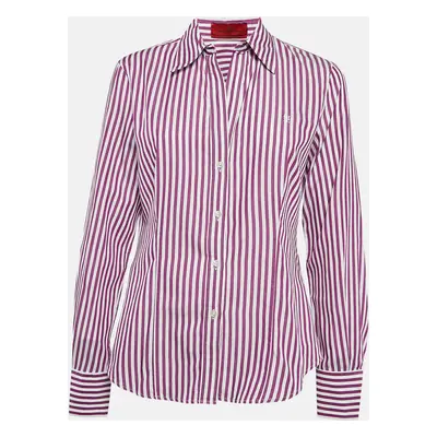 CH Carolina Herrera Purple Striped Cotton Button Front Shirt