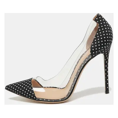 Gianvito Rossi Black/White Polka Dot Fabric and PVC Plexi Pumps Size