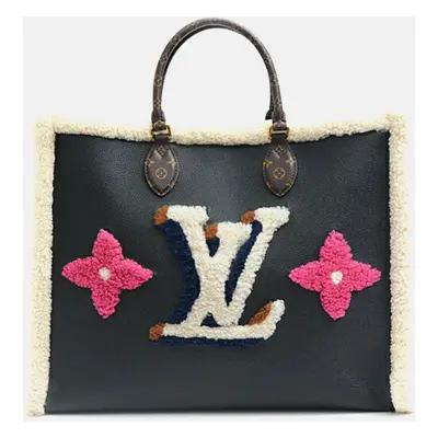 Louis Vuitton Black Shearling & Leather Vuitton OnTheGo Tote Bag