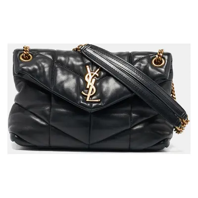 Saint Laurent Black Quilted Leather Puffer Chain Shoulder Bag