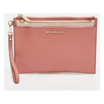 Michael Kors Pink Leather Jet Set Travel Wristlet Clutch