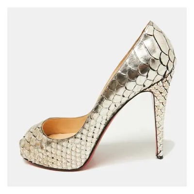 Christian Louboutin Metallic Two-Tone Python Very Prive Peep Toe Pumps Size