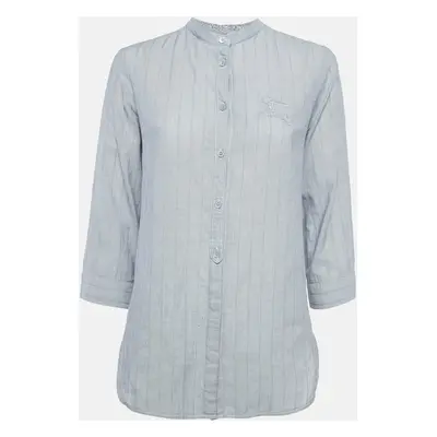 Burberry Brit Grey Pinstripe Button Front Blouse