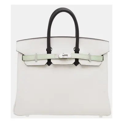 Hermes Gris Pale/Vert Fizz/Graphite Epsom Leather Birkin Bag