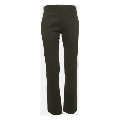 Versace Black Gabardine Belt Detail Trousers