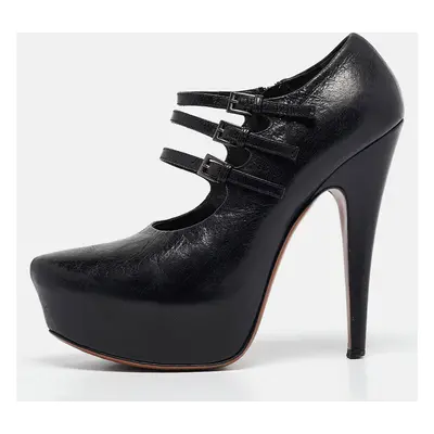 Alaia Black Leather Platform Mary Jane Pumps Size