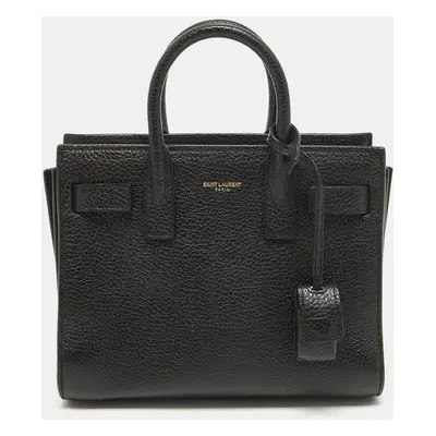 Saint Laurent Black Leather Nano Classic Sac De Jour Tote