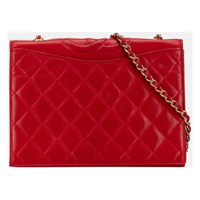 Chanel Red CC Quilted Lambskin Full Flap