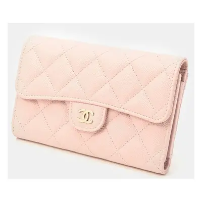 Chanel Caviar Skin Matelasse Medium Flap Wallet