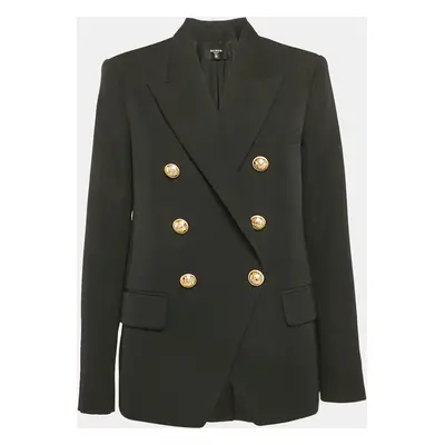 Balmain Black Wool Double Button Detail Breasted Blazer