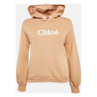 Chloe Kids Caramel Brown Logo Embroidery Cotton Hooded Sweatshirt Yrs