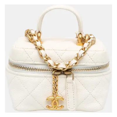 Chanel Mini Caviar Chain Zip Around Vanity Case