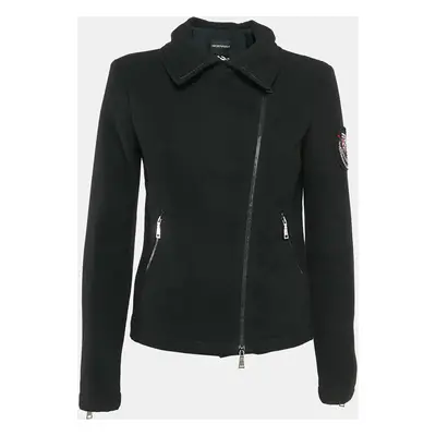 Emporio Armani Black Embellished Wool Blend Zip-Up Jacket