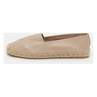 Saint Laurent Beige Leather Cassandra Espadrille Flats Size