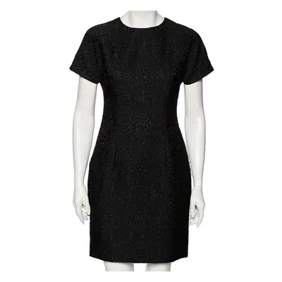 Dolce & Gabbana Black Floral Embossed Jacquard Sheath Dress