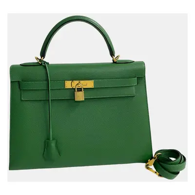 Hermes Vert Clair Leather Kelly Handbag