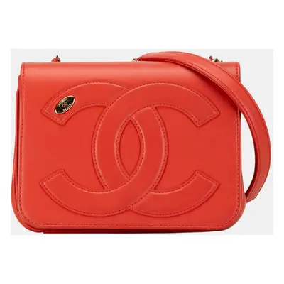 Chanel Red Lambskin CC Mania Flap