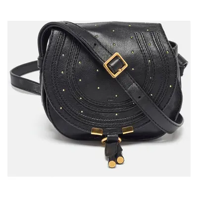 Chloe Black Leather Studded Mini Marcie Crossbody Bag