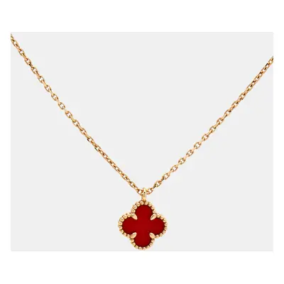 Van Cleef & Arpels Sweet Alhambra Carnelian 18k Rose Gold Necklace