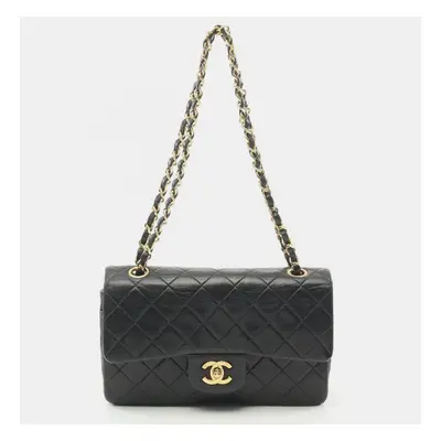 Chanel Black Lambskin Leather Classic Double Flap Shoulder Bag