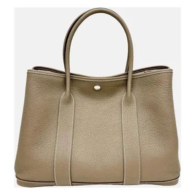 Hermes Beige Leather Garden Party PM Handbag