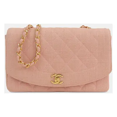 Chanel Pink Canvas Medium Diana Flap Bag