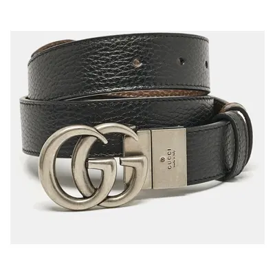 Gucci Black/Brown Leather GG Marmont Reversible Belt