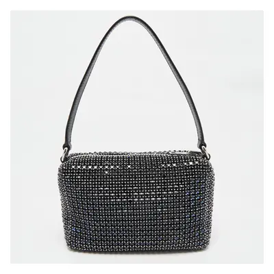 Alexander Wang Black Crystals and Leather Medium Heiress Pouch Bag