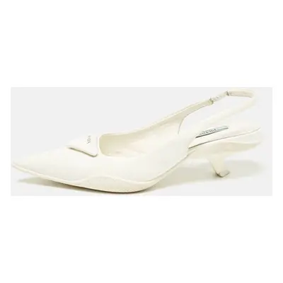 Prada White Patent Leather Bow Slingback Pumps Size