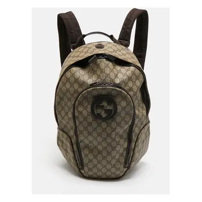 Gucci Beige/Brown GG Supreme Canvas Interlocking G Backpack