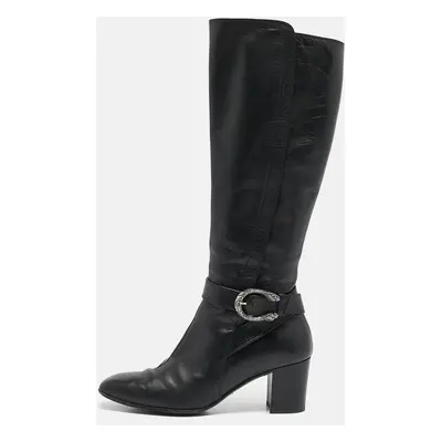 Gucci Black Leather Elizabeth Knee Length Boots Size