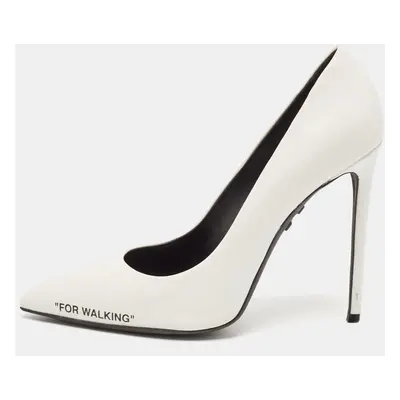 Off-White White Leather For Walking Pointed Toe Pumps Size