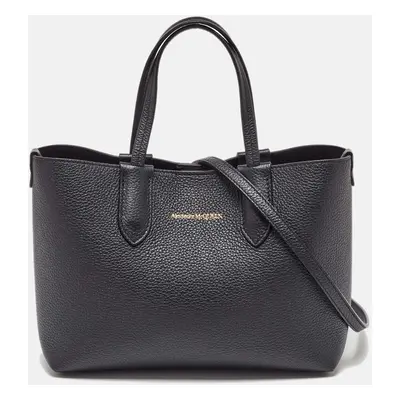 Alexander McQueen Black Leather Mini Shopper Tote