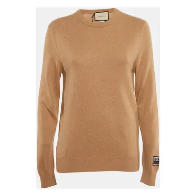 Gucci Brown Cashmere Rib Knit Full Sleeve Pullover