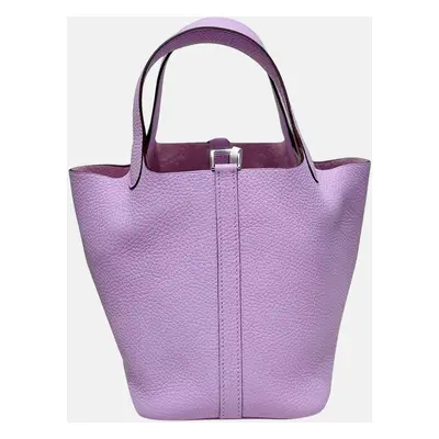 Hermes Mallow Purple TC leather picotin Bucket bag