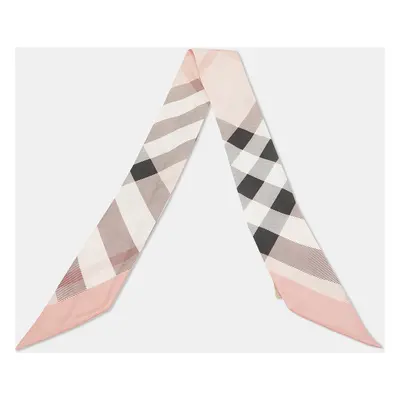 Burberry Pink Vintage Checks Silk Bandaeu Scarf