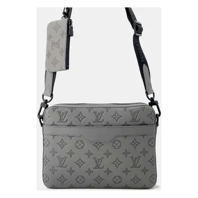 Louis Vuitton Anthracite Gray Calfskin Monogram Shadow Trio Messenger Bag